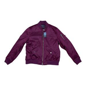 Michael Kors Burgundy Bomber Jacket Quilted Lining Mens Size XL NWT